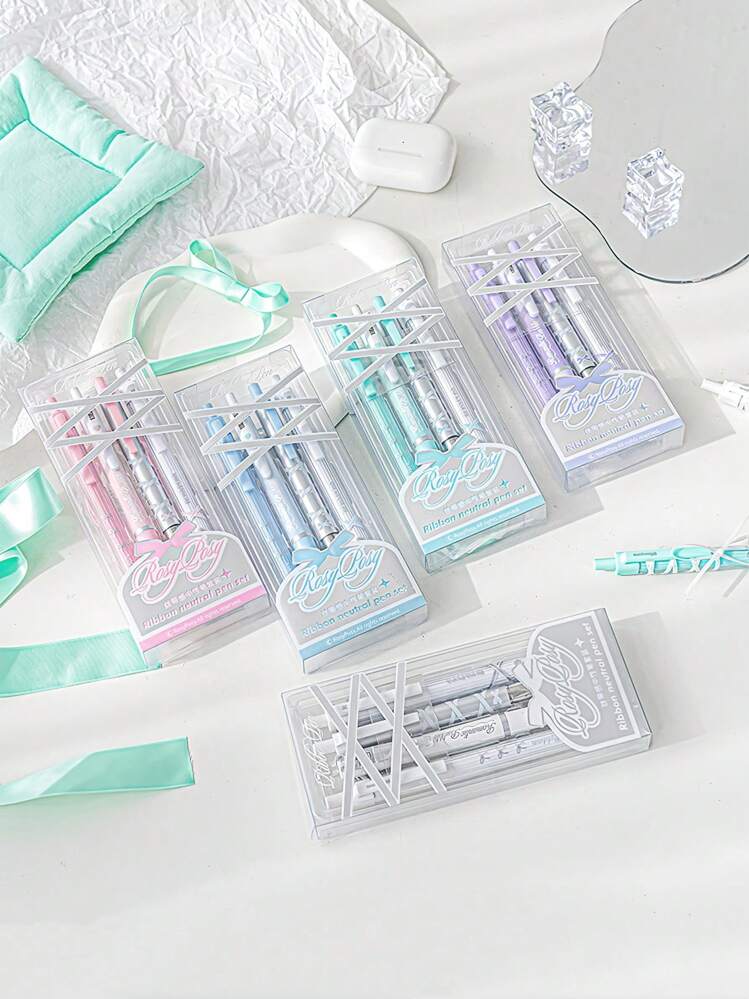 4本セット リボン ボールペン、ロマンス バレエモチーフ、0.38mm/0.5mm