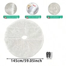 1件裝亮片聖誕樹裙，人造羊毛聖誕樹裙裝飾，適用於場景、房間、居家、節日派對、聖誕節 - 白色 - 查看 11