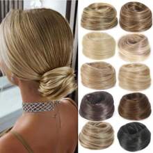 合成发髻女士直发髻发带弹性橡皮筋发髻假发接发发带天然假发 - 彩色 - 查看 2