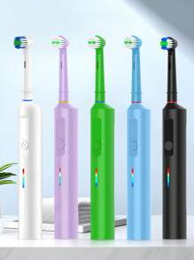 Cepillo de dientes eléctrico inteligente, 3 modos de limpieza, recargable por USB, cepillos de dientes eléctricos recargables con temporizador de 2 minutos, estuche de viaje y 2 cabezales de cepillo, compatible con los cabezales de recambio del cepillo de dientes eléctrico