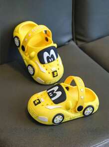 2024 新款卡通汽车设计儿童拖鞋，防滑软底室内/室外幼儿男童拖鞋 - 黃色 - 查看 1