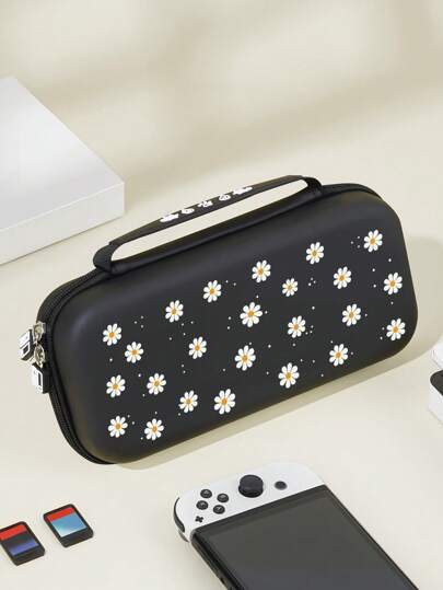 1 个花卉收纳袋，兼容 Switch OLED/Switch NS/New Switch2 (2025) 主机，带集成支架和保护性硬壳，可容纳 10 张游戏卡，适合便携式旅行，为主机和配件提供防撞和防摔保护