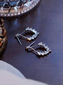 GAGAFEEL Một cặp khuyên tai rỗng bằng bạc Sterling S925 cổ điển đơn giản thanh lịch lấp lánh Zirconia cho phụ nữ thời trang sang trọng quà tặng trang sức cuộc sống hàng ngày - Bạc - Xem 8