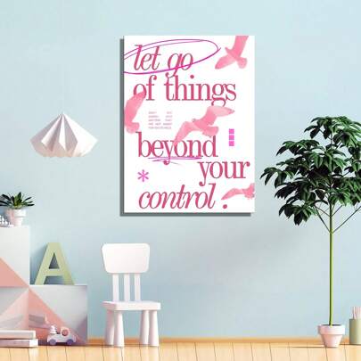 1Pc Unframed Pink Room Decor Let Go Of Things Poster,Aesthetic Room Decor,Waterproof Canvas Wall Art,Y2K Artwork Wall Painting For Gift,Preppy Room Decor,Living Room,Bedroom,Dining Room,Cafe,Bar,Home And Dormitory Decoration