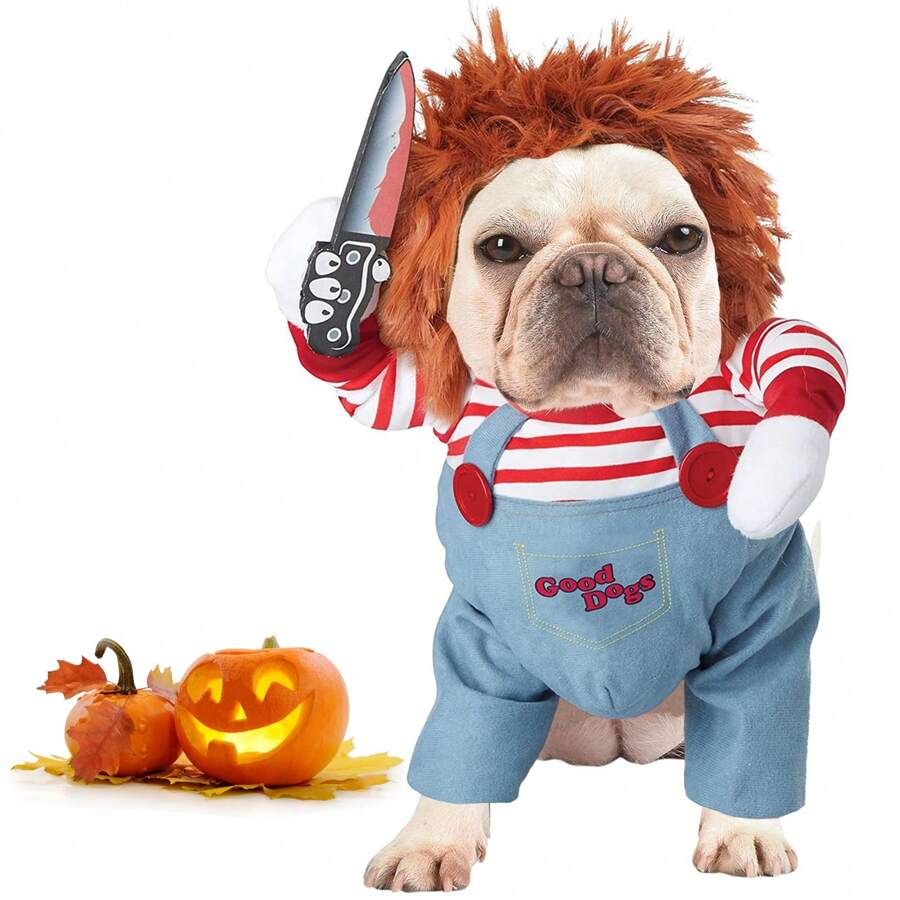 ANTSAY Disfraz de Halloween para mascotas, Disfraz de muñeca de perro novedosa, Lindos disfraces de mascotas para Halloween, Navidad, Cosplay, fiesta, Ropa divertidos para gatos, cachorros, perros medianos
