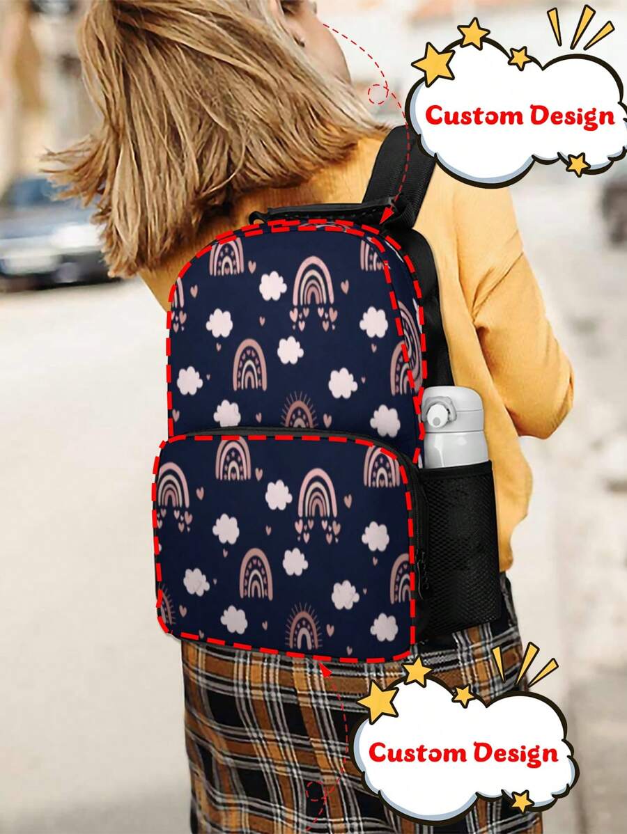 Personalizowany plecak dla dzieci z nadrukiem tęczy w kreskówkową kreskówkę, prosty i elegancki design, który pasuje do książek i zeszytów, żywe kolory, uroczy plecak z kreskówkową kreskówką, pomysły na prezenty zimowe dla chłopców i dziewcząt na Walentynki