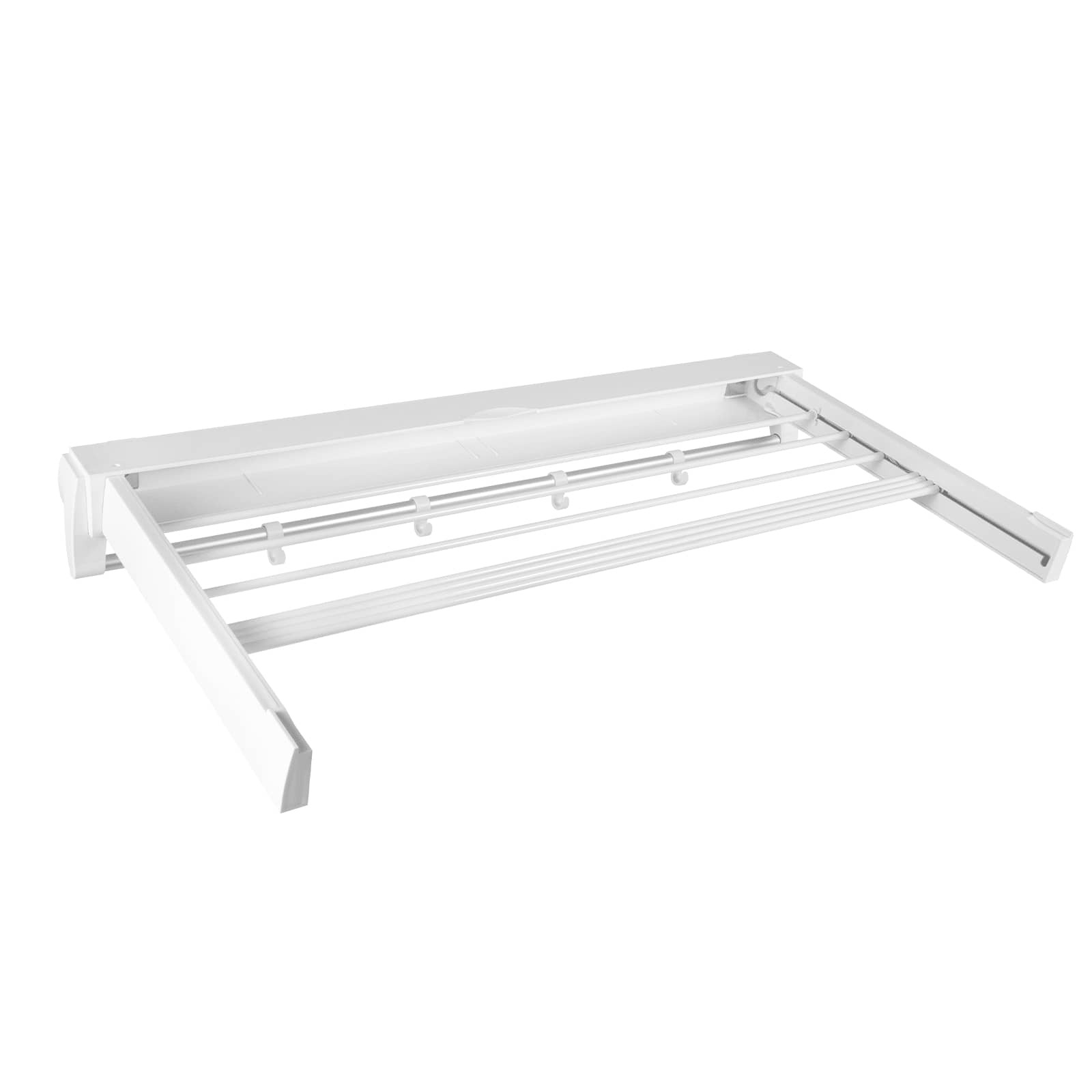 White Wall Mounted Collapsible Clothes Drying Rack For Laundry Room