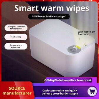 1pc Wet Wipe Warmer, Baby Constant Temperature Wireless Car Charger Portable Heated Wet Tissue Box, USB Power Supply Required. Note: Remove Original Wet Wipe Package Cover Before Placing Wipes Inside Device For Better Heating Effect.
