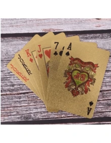 Waterproof Plastic Playing Cards Gold Metallic Gold - Vàng - Xem 4