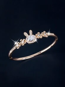 1 chiếc vòng tay hở đính đá Zirconia tổng hợp hình đầu thỏ đáng yêu thời trang tinh tế, thích hợp cho phụ nữ đeo khi đi dự tiệc Halloween - SZ413 - Xem 6