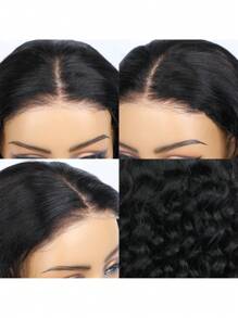 Brazilian Hair Loose Deep Wave Wig 4x4 Transparent Lace Closure Wigs For Women Pre Plucked Natural Hairline Remy Human Hair Wigs, 180% Density, 16-34 Inch, Natural Black Hair, Elegant & Glamorous Daily Look, Wedding Party Gift - Natural & Black - View 5