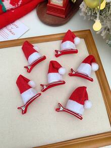 6件装女可爱圣诞帽发夹大气发饰小对夹2024新款甜美可爱头饰发饰发夹 - 彩色 - 查看 15