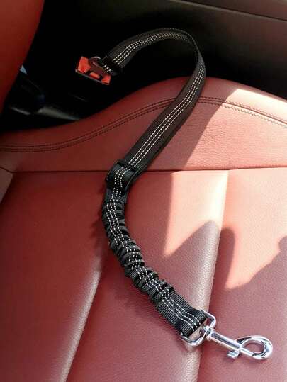 1 pieza Correa de seguridad para mascotas en el auto, retráctil con absorción de impactos, elasticidad, reflectante, hecha de nailon resistente