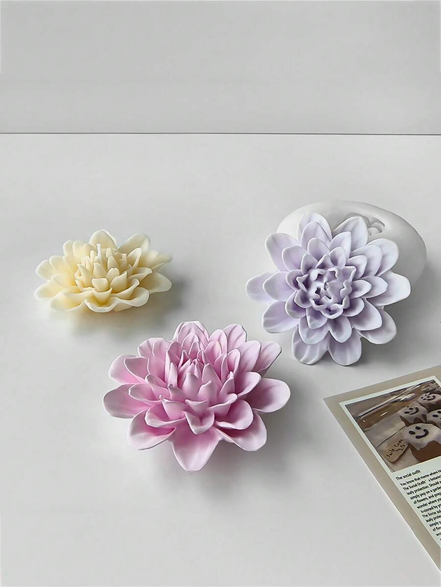 1pc Peony Flower Aroma Stone Mold, DIY Candles, Incense Holder, Gypsum