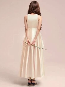 Teen Girl Champagne Color Elegant Long Dress, Formal Party, Birthday, Wedding, Performance - Rượu sâm banh - Xem 2