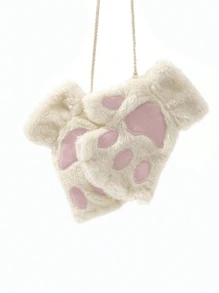 1 Pair Of Cute Cat Claw Fingerless Gloves, Thick, Warm, And Cold Resistant Plush Gloves, Suitable For Daily Use By Winter Girls, With A Rope