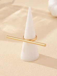 1 件厚实几何线条图案细长戒指