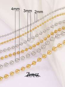 1 pièce Collier à chaîne de perles en acier inoxydable de 2 mm, 3 mm, 4 mm pour femmes et hommes. Colliers à perles rondes. Ras-de-cou pour femmes. Cadeau pour meilleurs amis