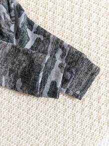 Baby Boy Camouflage Print Long Sleeve Hooded Half Zip Jumpsuit