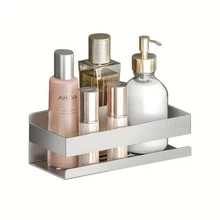 OwnMy Bathroom Shower Shelf Stainless Steel Bath Kitchen Basket Shower Caddy Rack, Rustproof Metal Bathroom Storage Floating Shelves Wall Mounted Shower Corner Rectangular Shelf - Silver - View 6