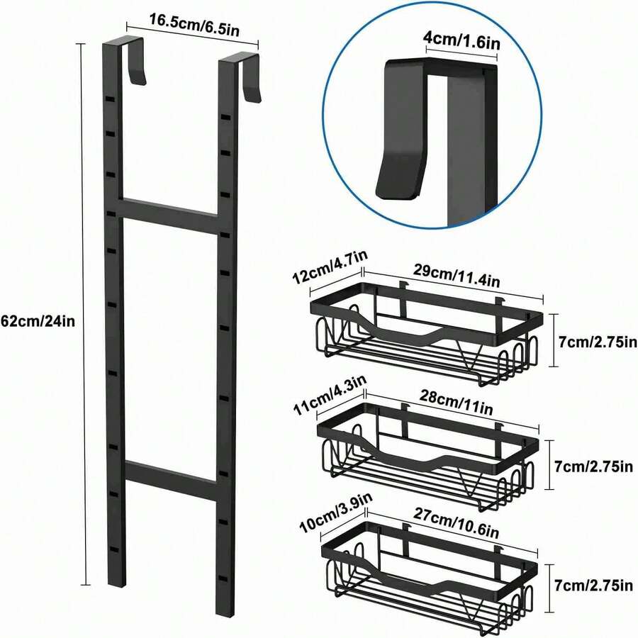 Hanging Shower Shelf, Shower Storage Without Drilling, Adjustable