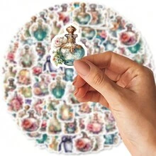 TiTiPaPa 46 件音乐节、赛博朋克、星夜等趣味卡通涂鸦贴纸 DIY 装饰、游戏机和笔记本电脑、行李箱、滑板、吉他等经典玩具和数码产品剪贴簿防水 PVC 贴花 - 青檸色 - 查看 4