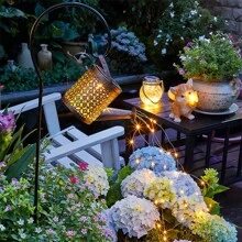 Đèn tưới nước năng lượng mặt trời Đèn sân vườn ngoài trời Đèn nghệ thuật Chống thấm nước IP65 Đèn năng lượng mặt trời treo cho sân vườn Đèn thác nước để trang trí sân vườn - Đèn ấm trà ánh sáng ấm áp - Xem 2