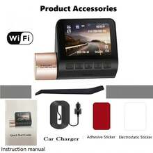 高清行车记录仪 2K 1296P 车载 DVR 2.0 英寸 IPS 屏幕 WiFi 内置 GPS 语音控制 24 小时停车监控夜视 - V50L-C- - 查看 8