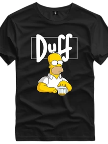 Homer Simpsons Beer Duff Personalized T-Shirt - 黑色 - 查看 1
