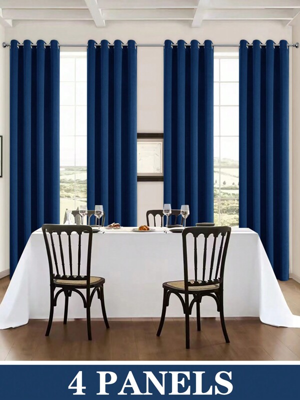 3-Panel/2-Panel/1-Panel Black Solid Thermal Blackout Curtain Panels, Multiple Sizes Available, High-Quality Triple-Weave Fabric, Top Grommet Eyelet Curtain Panels, Decorative Window Curtains For Bedroom, Living Room, Dining Room, Kitchen