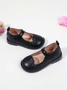 2024 New Spring Kids Girls Princess Soft Leather Shoes Stylish Black Shoes - Black - View 5