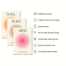 3Pcs/Set Unframed Vintage Motivational Quote Positive Aura Spiritual Grainy Gradient Wall Art, Aesthetic Room Decor, Waterproof Canvas Wall Art, Artwork Wall Painting For Gift, Bedroom, Living Room, Office, Bathroom, Home And Dormitory Decoration