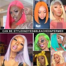 13X4 Colored Glueless Bob Wig Human Hair HD Transparent Lace Frontal Wig Short  Cut Bob Wig Lace Front Pre Plucked With Baby Hair Natural Hairline For  Women - Blonde - 查看 6
