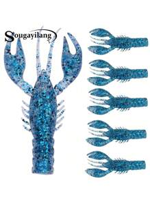 Sougayilang 5Pcs Crawfish Fishing Lures 5Colors Soft Plastic Worms Luminous Shrimp Baits Set Saltwater And Freshwater For Bass Fishing Craw Baits - Multicolor - View 12