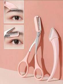 2 件装修眉剪刀带梳子女士男士脱毛修饰塑形不锈钢眉毛卸妆化妆工具脱毛、面部脱毛、毛发修剪器、理发用品、理发、包、收纳、存储、发饰 - 彩色 - 查看 1