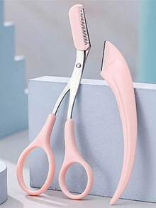 2 件装修眉剪刀带梳子女士男士脱毛修饰塑形不锈钢眉毛卸妆化妆工具脱毛、面部脱毛、毛发修剪器、理发用品、理发、包、收纳、存储、发饰 - 彩色 - 查看 6