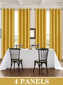 Panouri de perdele negre cu ochiuri, disponibile în opțiuni de 4/2/1 panouri, dimensiuni multiple, țesătură în 3 straturi de înaltă calitate, izolare termică și umbrire solară, potrivite pentru dormitor, sufragerie, sufragerie, bucătărie, dulap, culoare bej