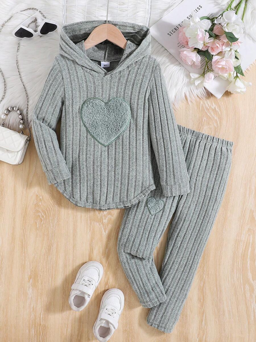 Bộ quần dài màu trơn có mũ trùm đầu màu xanh lam xanh lá cây cho bé gái - màu xanh lá - Xem 1