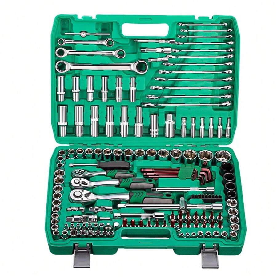 Socket Wrench SetAutomotive Repair And Home Machine Tool Set With 72-Pocket Reversible Ratchet, CR-V Socket And S2 Screwdriver Kit - 綠色 - 查看 1