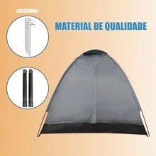Barraca De Camping 3 Pessoas Impermeável C/ Bolsa - Cinza Claro - Visão 5