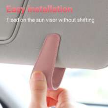Sunglasses Holder For Car, Leather Magnetic Buckle Sun Visor Sunglass Clip, Ticket Card Storage Glasses Clip, Car Interior Accessories For Men And Women - 淺粉色 - 查看 3