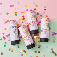 Birthday Party Manually Twisted Small Fireworks Streamer Cannon, Colorful Paper Confetti Streamer Party Props Mini Handheld Firecracker Streamer Cannon,Christmas - Pink - View 2