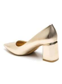 Gold Block Heel Pumps – Chic Shoes For Evening And Formal Wear - Gold - View 3