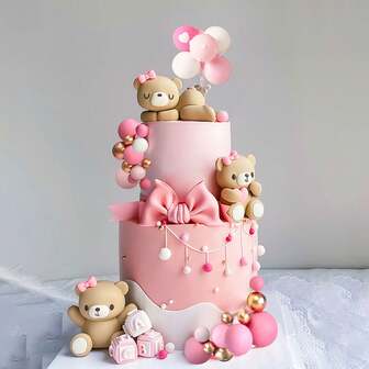  LaVenty 20 件豪华大泰迪熊蛋糕装饰泰迪熊装饰泰迪熊生日蛋糕装饰蛋糕装饰，圣诞节