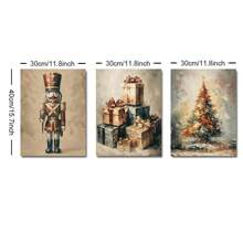 Set Of 3 Unframed Vintage Nutcracker Christmas Tree Poster Rustic Art Xmas Festival Aesthetic Canvas Painting Print Farmhouse Decor Wall Picture For Dorm,Apartment,Living Room,Bedroom,Home Decoration