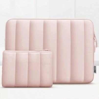 TECOOL Funda para portátil de 13-16 pulgadas, estuche protector grueso compatible con MacBook Air 13/15 M1/M2 (2012-2023), 13" Neo (2026), Pro 13/14/15/16 (2010-2022), Chromebook de 14-16 pulgadas, Surface, portátiles HP, diseño resistente al agua con bolsillo para accesorios, color rosa
