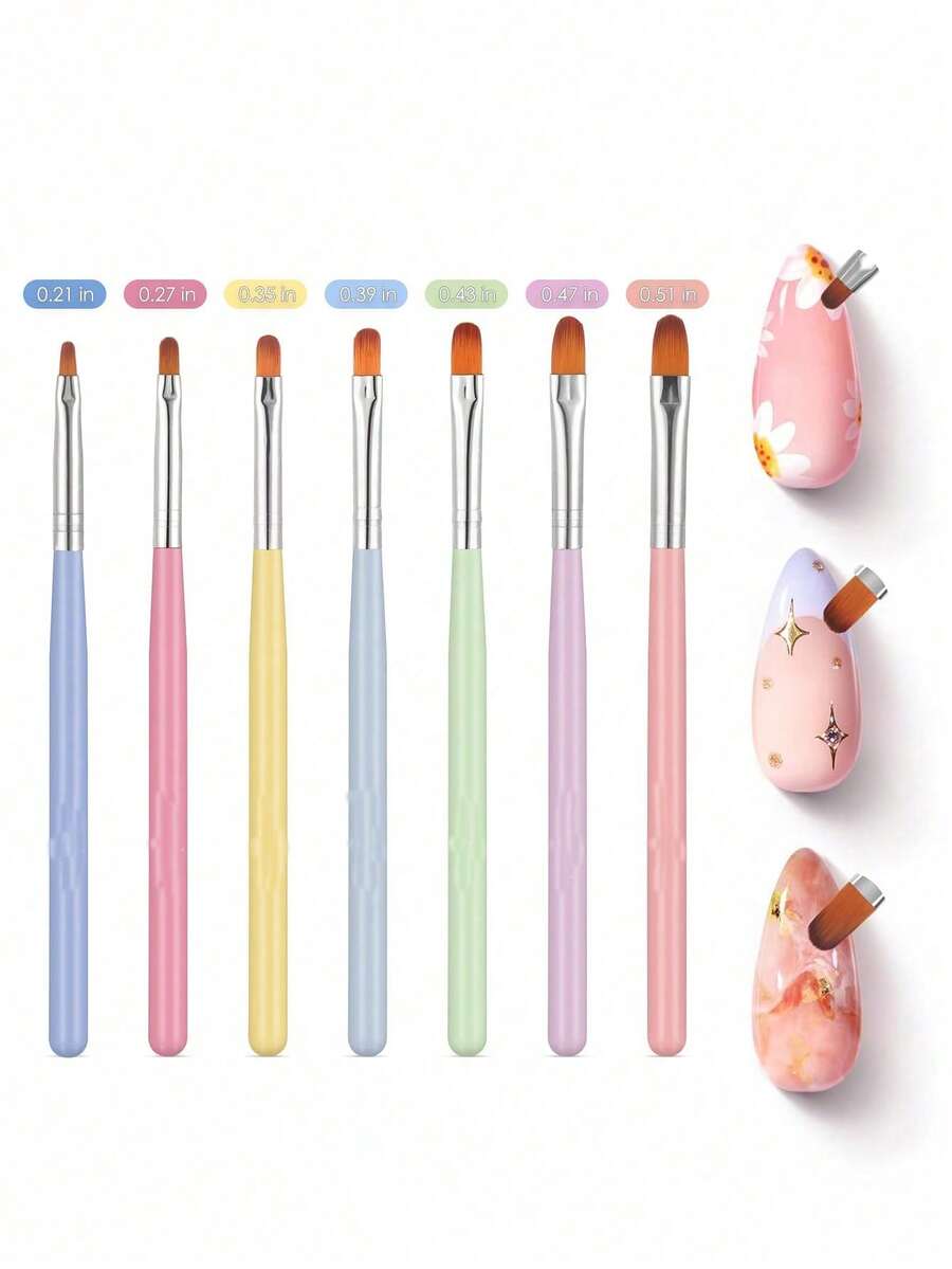 7 Pcs Gel Nail Brushes Builder Gel Brush Poly Extension Gel Brush