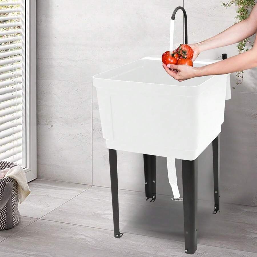 CNCEST Freestanding Space Saver Utility Sink 19.68 * 19 * 33.07in