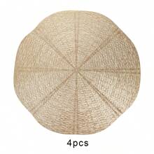 4 Stücke/6 Stücke/8 Stücke runde PVC metallisch geprägte hitzebeständige Platzsets, waschbare Tischsets für Restaurant Hotel Party Dekoration