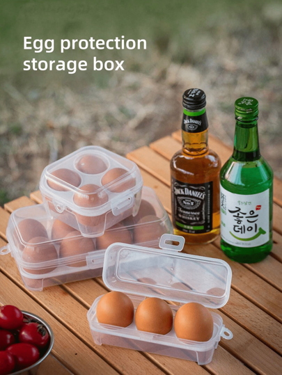 3/4/8 Grids Egg Holder Shockproof Kitchen Container Case Organizer For Outdoor Camping Picnic Portable Egg Storage Box Spill-Resistant, Shockproof, And Portable - Perfect For Camping, Picnic, And Travel Storage,Halloween, Christmas